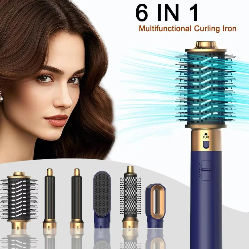 6 in 1 Hair Dryer Brush Hot Comb Set Professional Curling Iron Hair Straightener Styling Tool Negative ions Hair Dryer Household