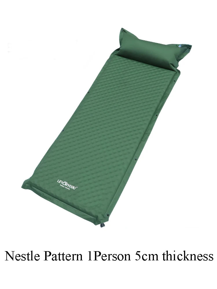 1-3Persons Thick 5cm Automatic Self-Inflatable Mattress Cushion Pad Tent Camping Mat Comfortable Bed Heating Lunch Rest Tourist