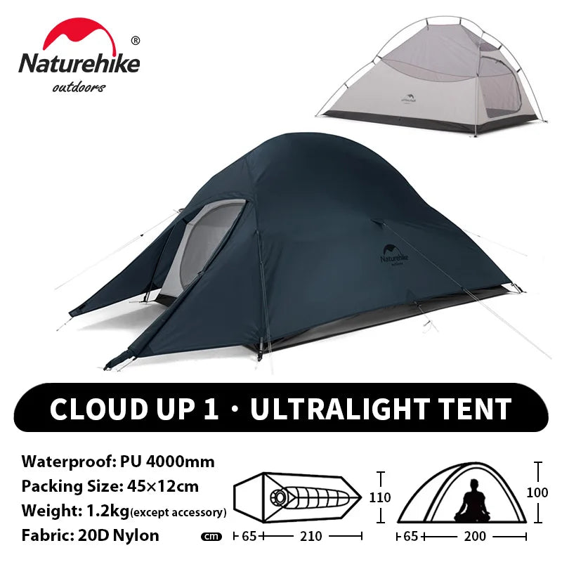 Naturehike Cloud Up 1 Upgraded Tent Ultralight Camping Tent Waterproof Outdoor Hiking Travel Tent Backpacking Cycling Tent