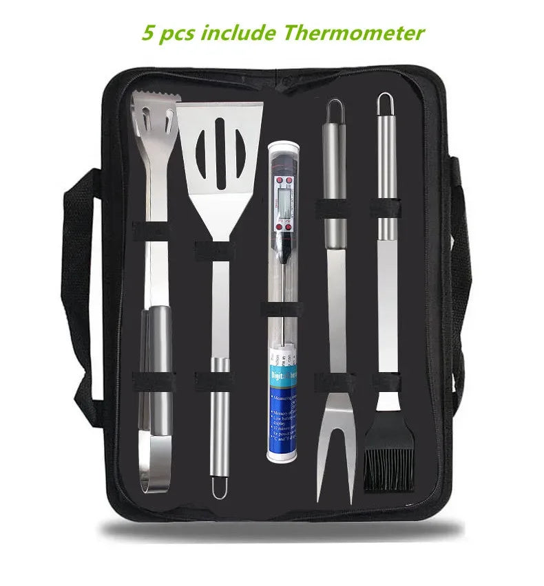 BBQ Tools Set Barbecue Utensil Accessories Thermometer Barbeque Grilling Accessories Outdoor Gril Tools Set BBQ Utensil Set