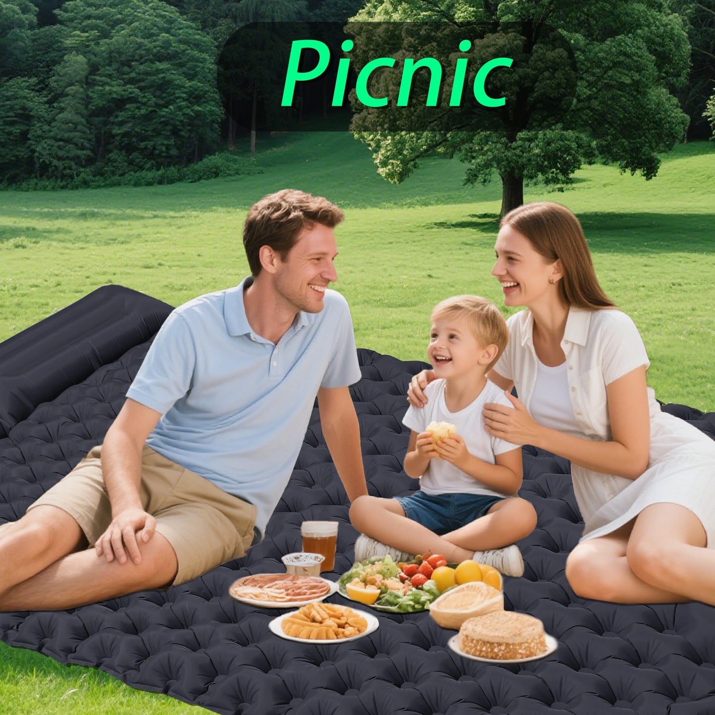 Double Dot Air Mattress for Couples, Inflatable Lounger Pad for Pool/Beach/Camping, Portable Tpu Bed