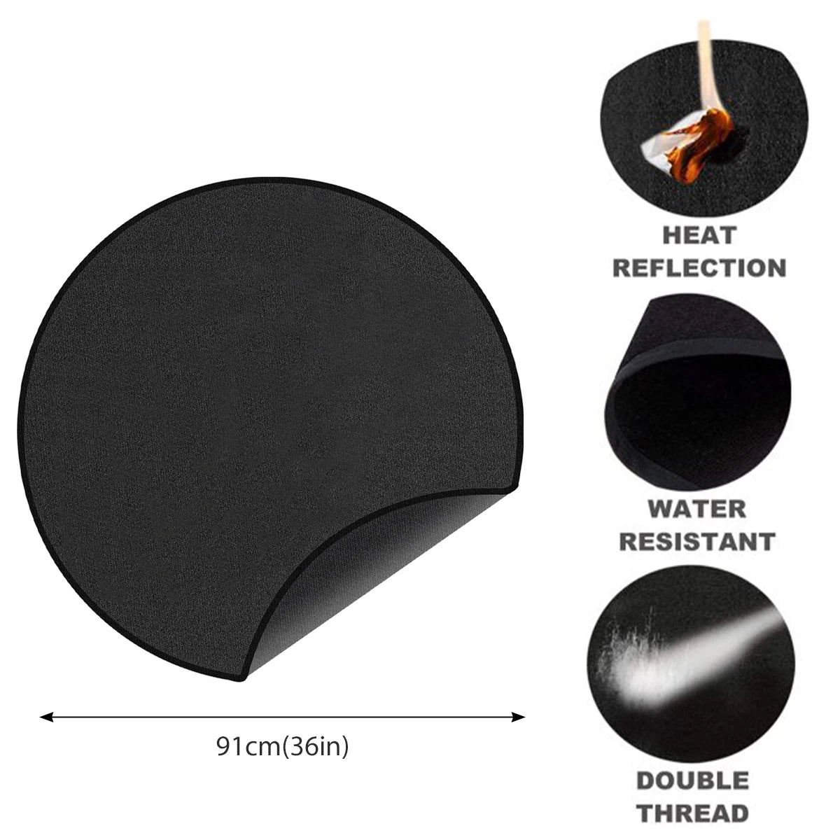Fire Pit Fireproof Mat Round Stove Fire Mat Reusbable Grill Deck Protector Heat Resistant Fireproof Pad Camping BBQ Accessories