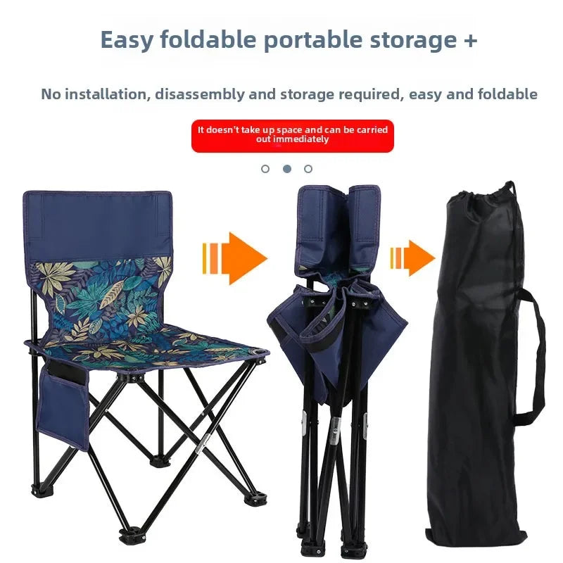 Outdoor Folding Chair Portable Camping Fishing Stool Leisure with Backrest Chair Sub Picnic Travel Leisure Folding Chair