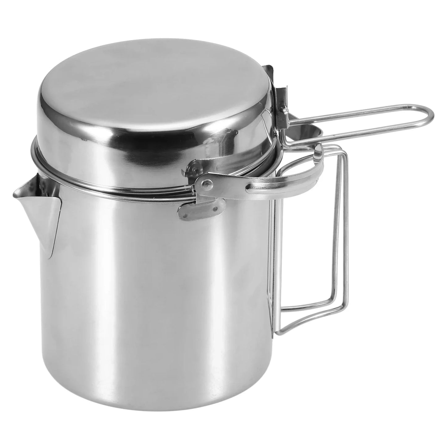 1L Camping Pot Set Stainless Steel Cooking Kettle Portable Camping Pot Set Outdoor Camping Cookware Backpacking Pot Picnic