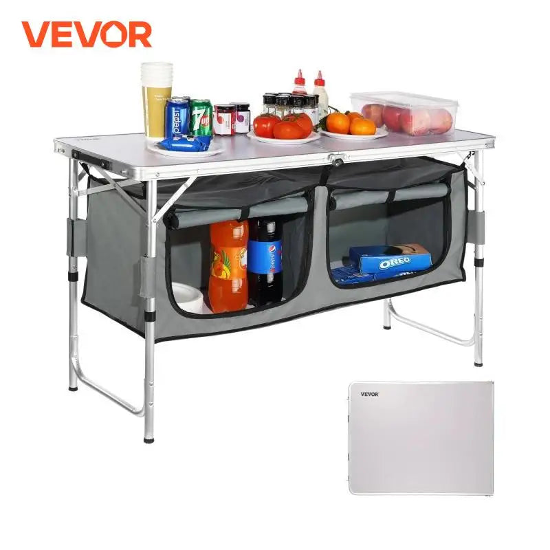 VEVOR Camping Kitchen Table Quick set-up Folding Camping Table MDF Camping Table for Outdoor Picnics BBQ Camping RV Traveling