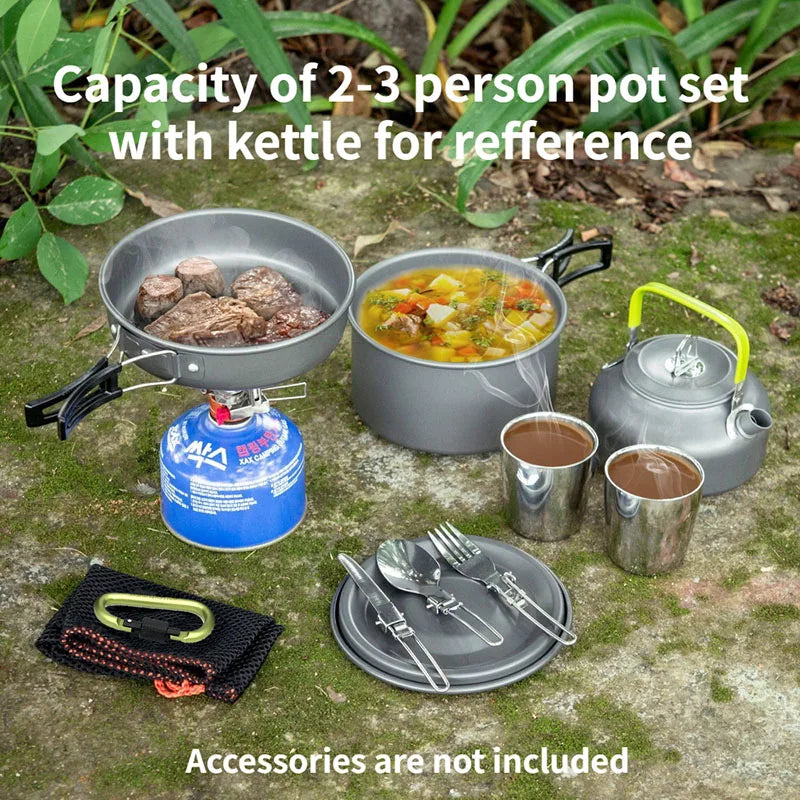Camping Cookware Set for 1-5Persons Lightweight and Portable Pot and Pan with Carrying Bag Perfect for Outdoor Camping