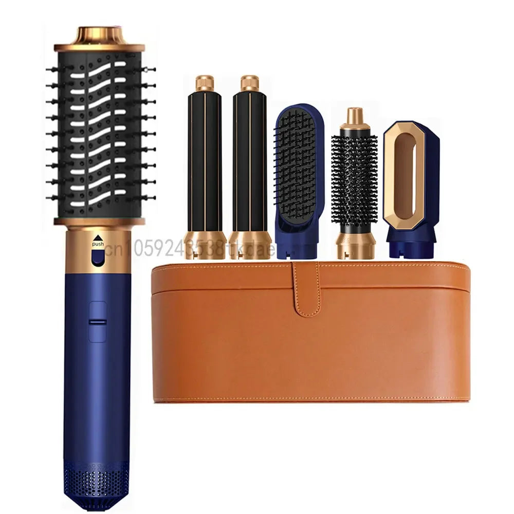 6 in 1 Hair Dryer Brush Hot Comb Set Professional Curling Iron Hair Straightener Styling Tool Negative ions Hair Dryer Household