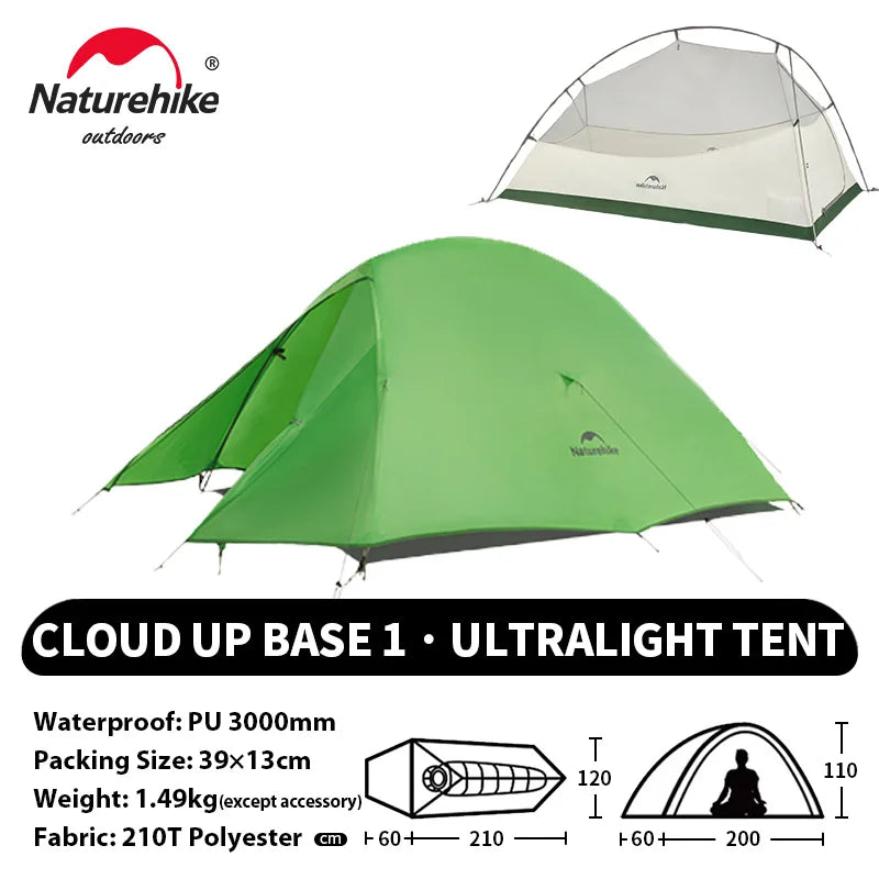 Naturehike Cloud Up 1 Upgraded Tent Ultralight Camping Tent Waterproof Outdoor Hiking Travel Tent Backpacking Cycling Tent