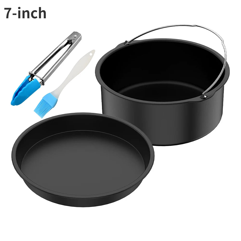 7 Inch / 8 Inch Air Fryer Accessories for Gowise Phillips Cozyna and Secura Fit all Airfryer 3.73.7 4.2 5.3 5.8QT baking pan