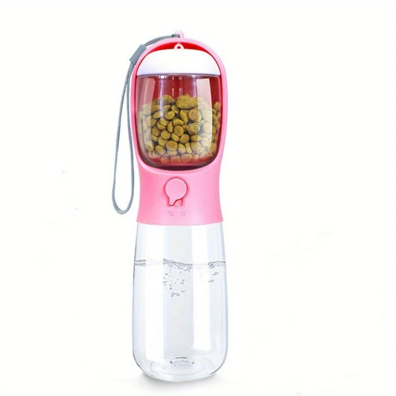 Dog Cat Water Bottle, Portable pet Water Bottle with Food Container, Outdoor Water Dispenser, Leak Proof Water Bottles for Dogs