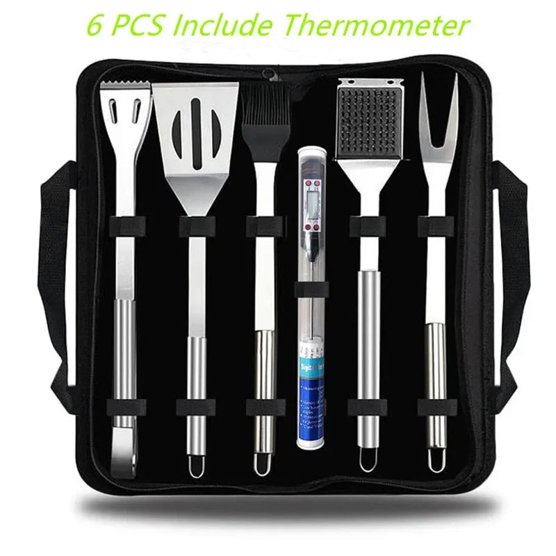 BBQ Tools Set Barbecue Utensil Accessories Thermometer Barbeque Grilling Accessories Outdoor Gril Tools Set BBQ Utensil Set