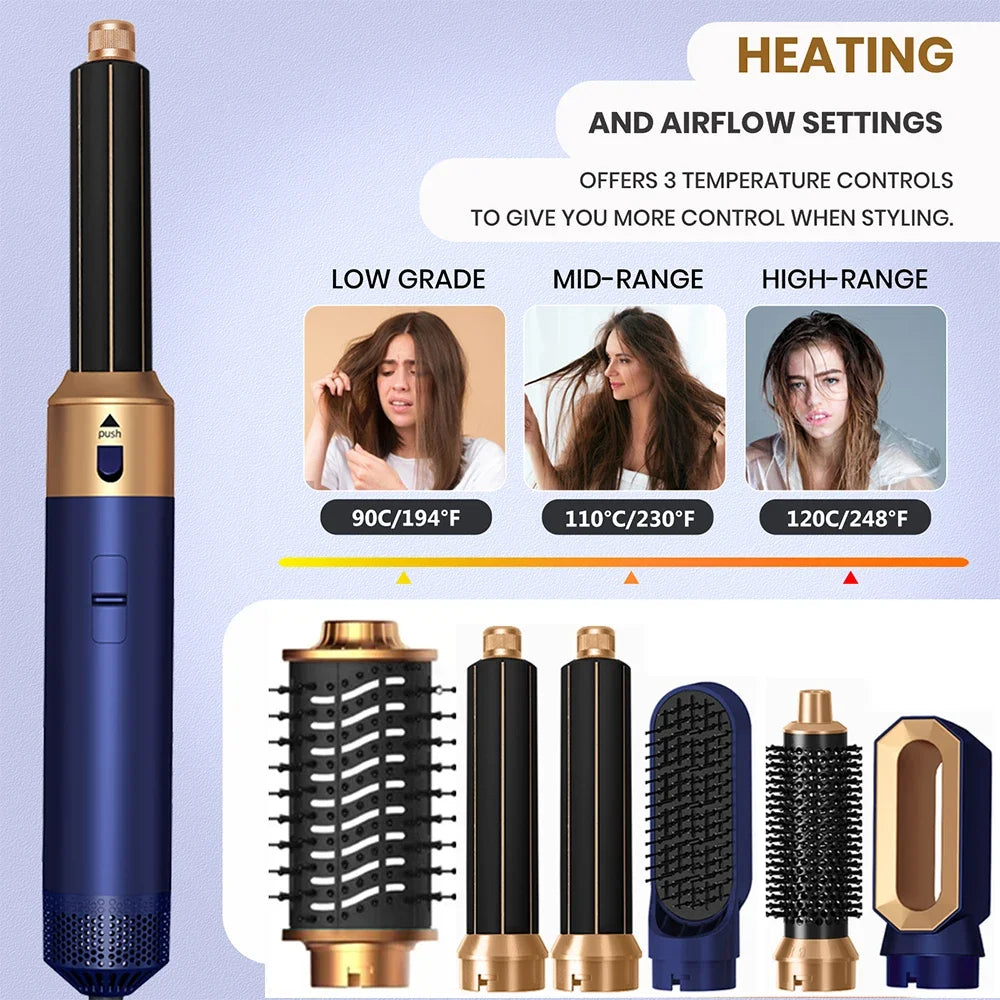 6 in 1 Hair Dryer Brush Hot Comb Set Professional Curling Iron Hair Straightener Styling Tool Negative ions Hair Dryer Household