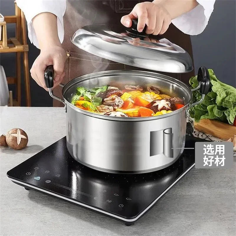 5 piece stainless steel soup pot, non stick and anti magnetic cookware, multifunctional steaming and cooking pot