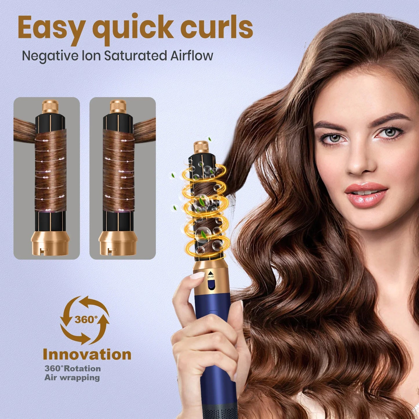 6 in 1 Hair Dryer Brush Hot Comb Set Professional Curling Iron Hair Straightener Styling Tool Negative ions Hair Dryer Household