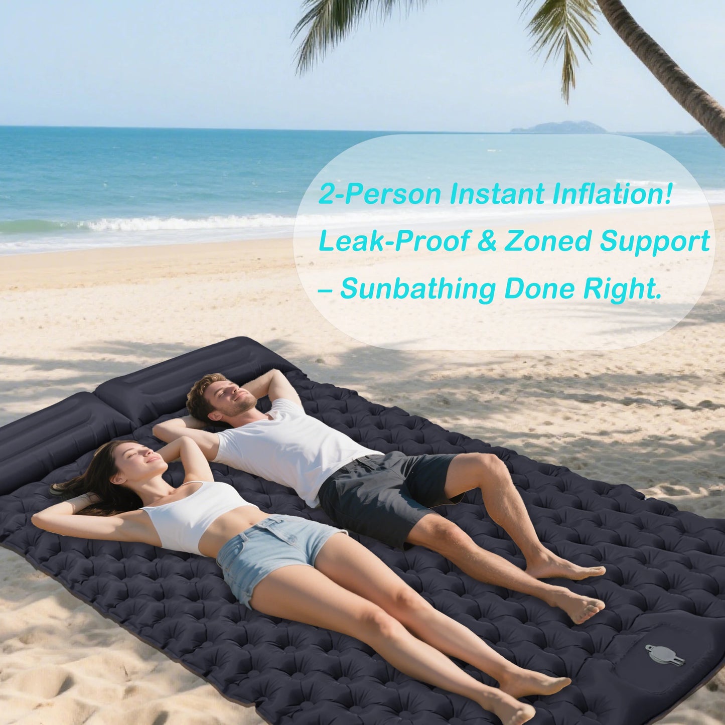 Double Dot Air Mattress for Couples, Inflatable Lounger Pad for Pool/Beach/Camping, Portable Tpu Bed