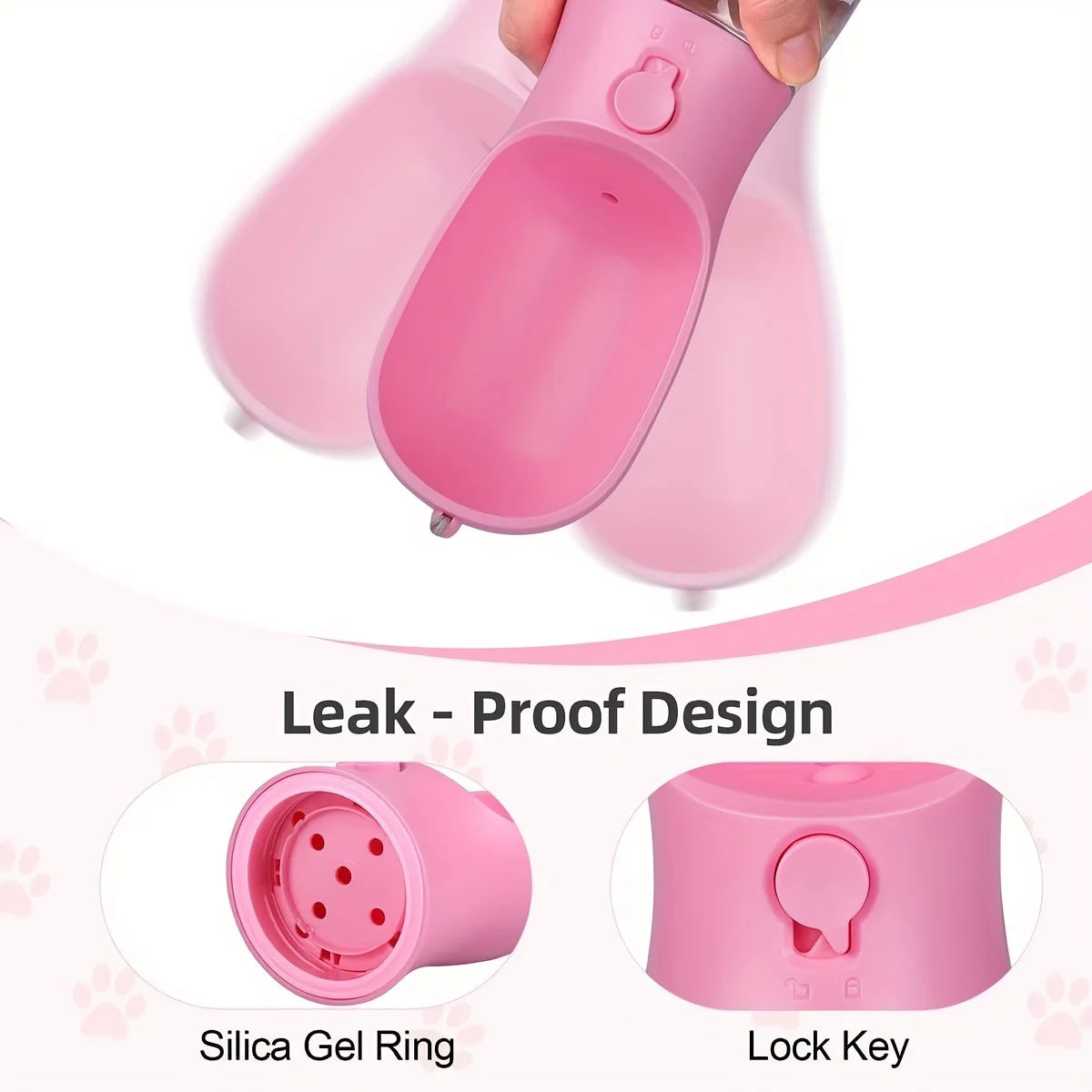 Dog Cat Water Bottle, Portable pet Water Bottle with Food Container, Outdoor Water Dispenser, Leak Proof Water Bottles for Dogs