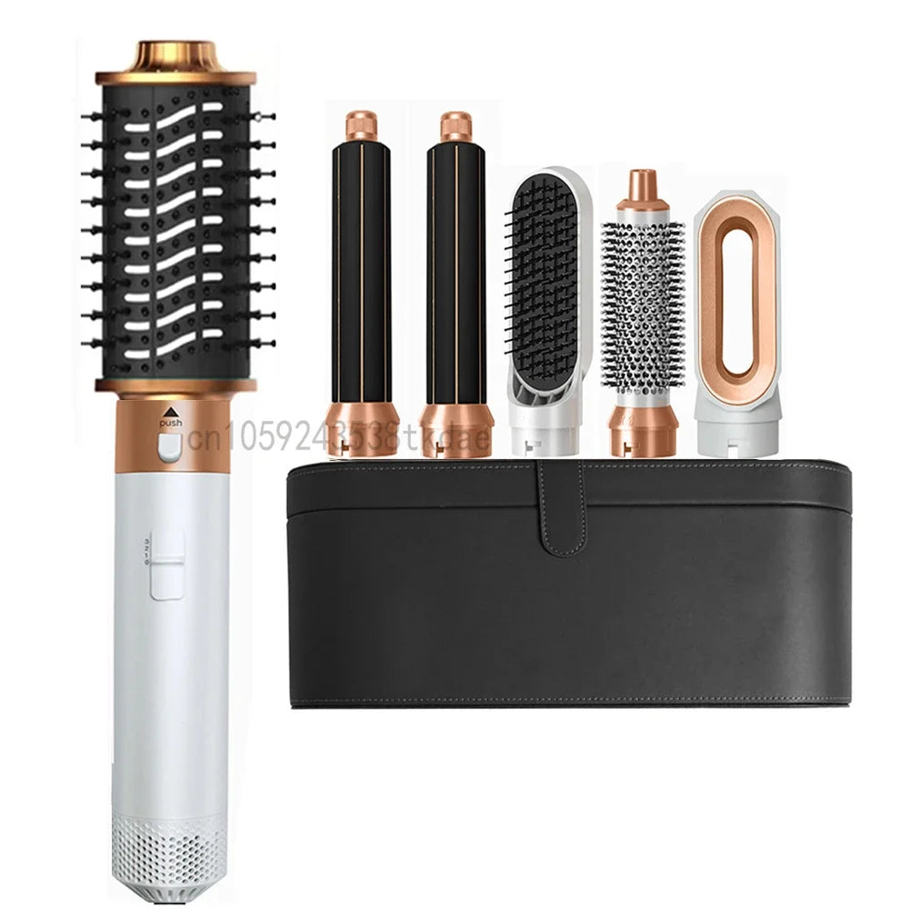 6 in 1 Hair Dryer Brush Hot Comb Set Professional Curling Iron Hair Straightener Styling Tool Negative ions Hair Dryer Household