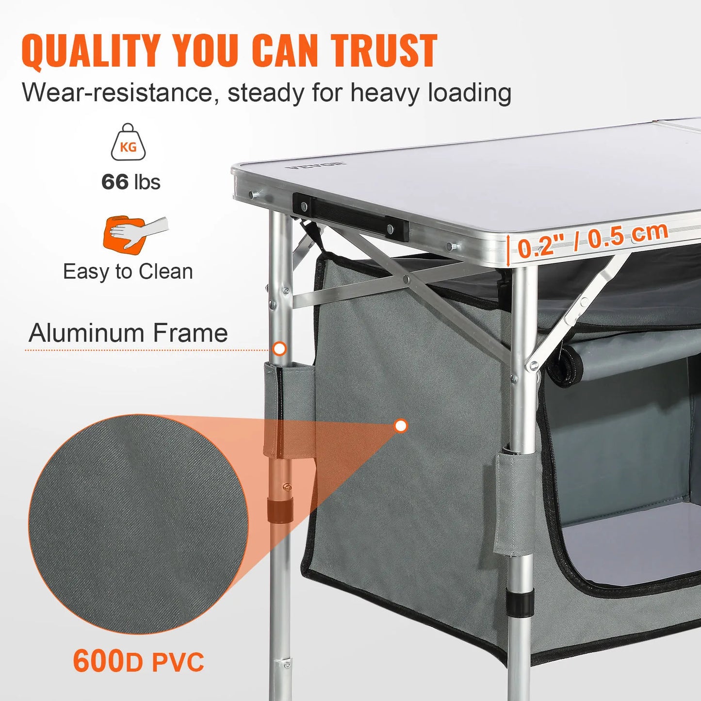 VEVOR Camping Kitchen Table Quick set-up Folding Camping Table MDF Camping Table for Outdoor Picnics BBQ Camping RV Traveling