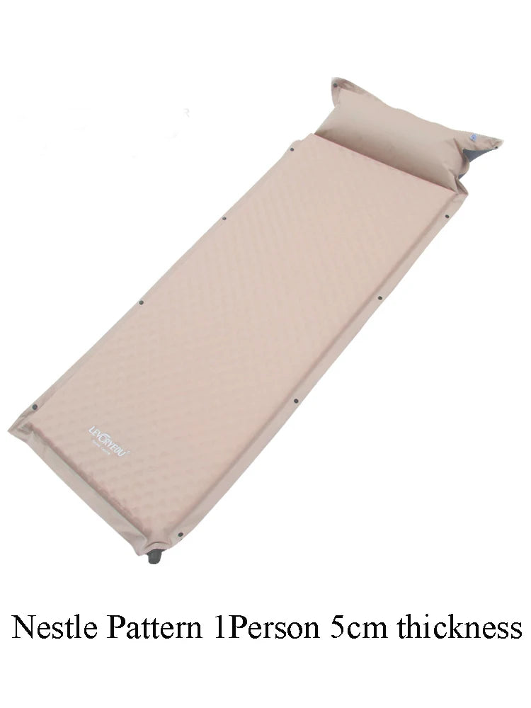 1-3Persons Thick 5cm Automatic Self-Inflatable Mattress Cushion Pad Tent Camping Mat Comfortable Bed Heating Lunch Rest Tourist