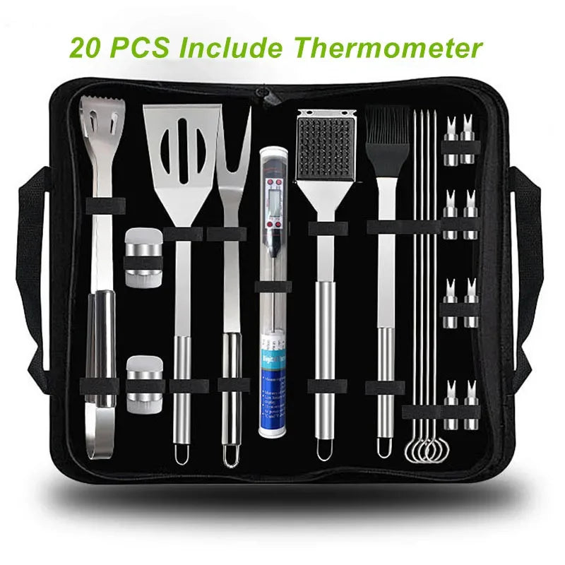 BBQ Tools Set Barbecue Utensil Accessories Thermometer Barbeque Grilling Accessories Outdoor Gril Tools Set BBQ Utensil Set