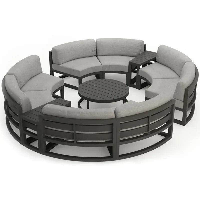 Outdoor sofa courtyard villa garden aluminum alloy waterproof sunscreen circular arc leisure outdoor furniture combination