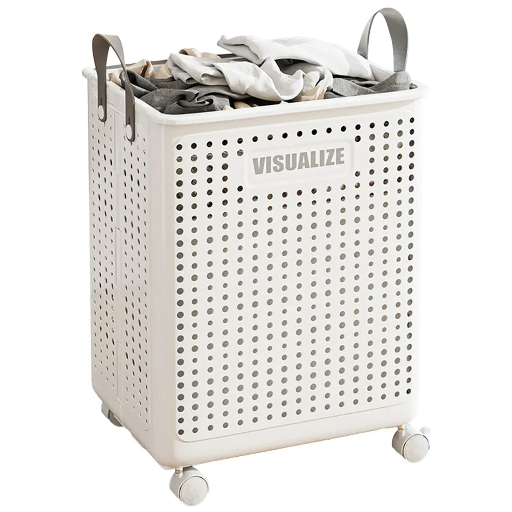 Laundry Basket with Wheels Dirty Clothes Hamper Large Capacity Clothes Bin with Handle Multifunctional for Home Hotel Dorm