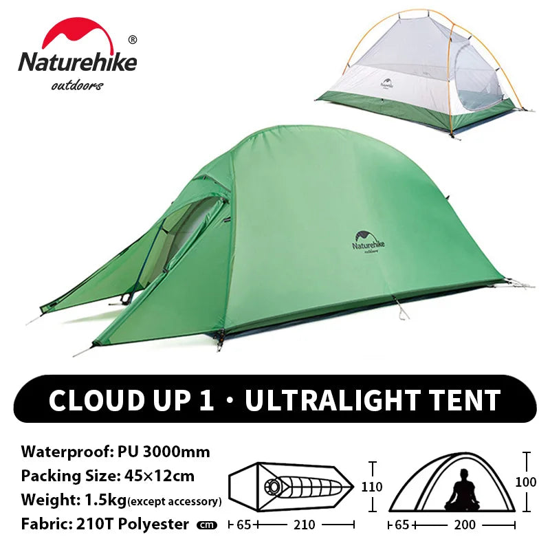 Naturehike Cloud Up 1 Upgraded Tent Ultralight Camping Tent Waterproof Outdoor Hiking Travel Tent Backpacking Cycling Tent