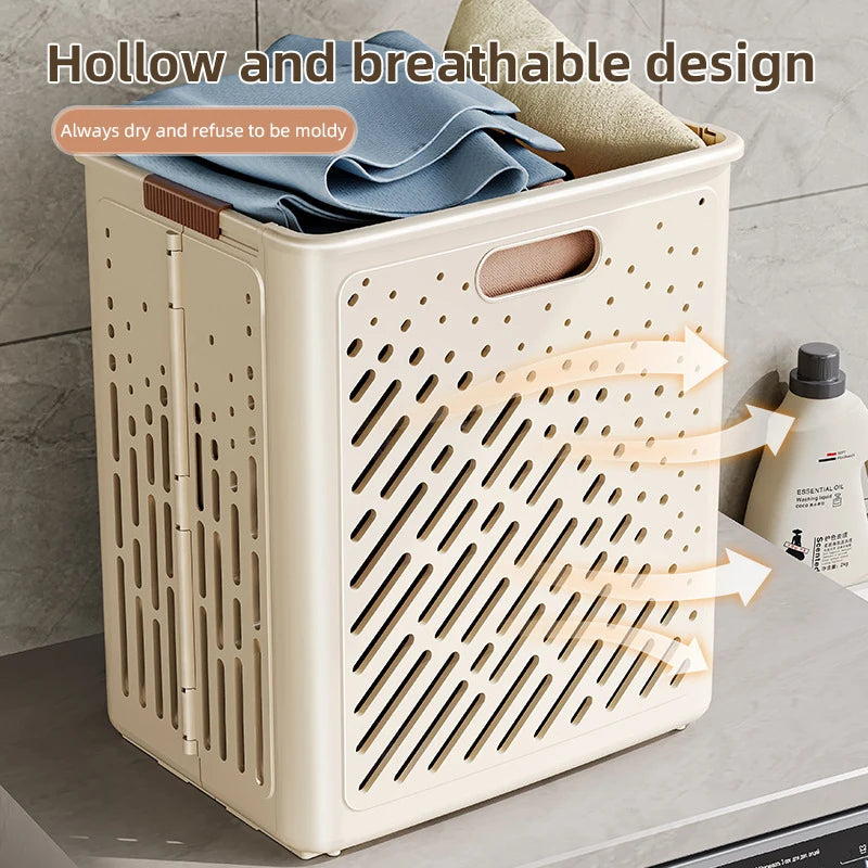Laundry Basket With Wheels Large Capacity Dirty Clothes Hamper Bathroom Multifunctional Foldable Laundry Basket Organizer