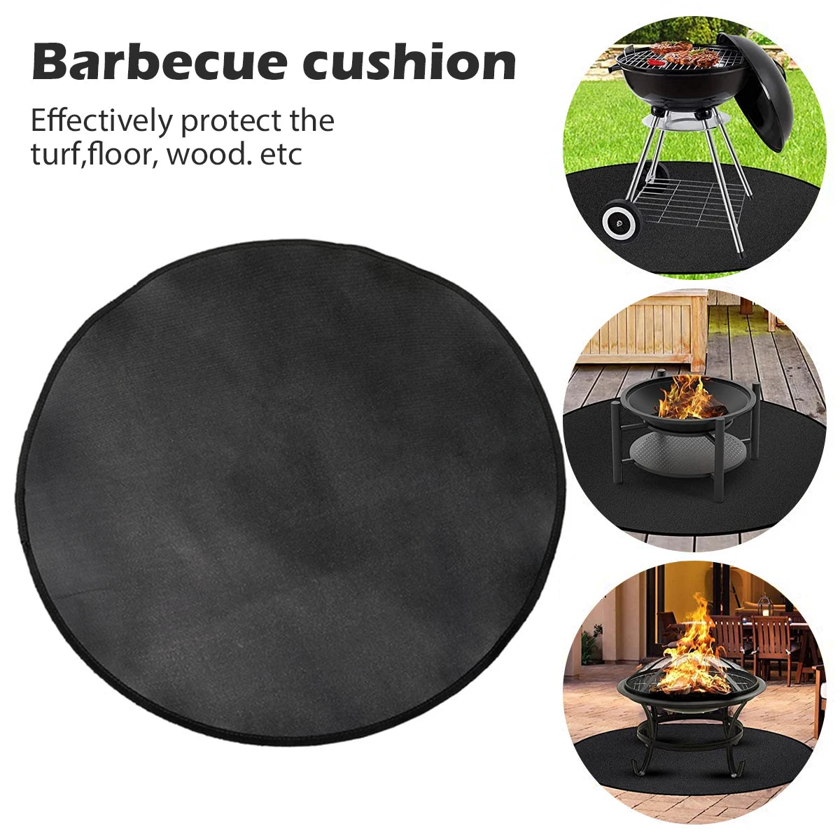 Fire Pit Fireproof Mat Round Stove Fire Mat Reusbable Grill Deck Protector Heat Resistant Fireproof Pad Camping BBQ Accessories