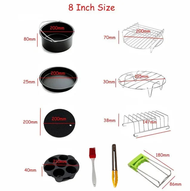 7 Inch / 8 Inch Air Fryer Accessories for Gowise Phillips Cozyna and Secura Fit all Airfryer 3.73.7 4.2 5.3 5.8QT baking pan