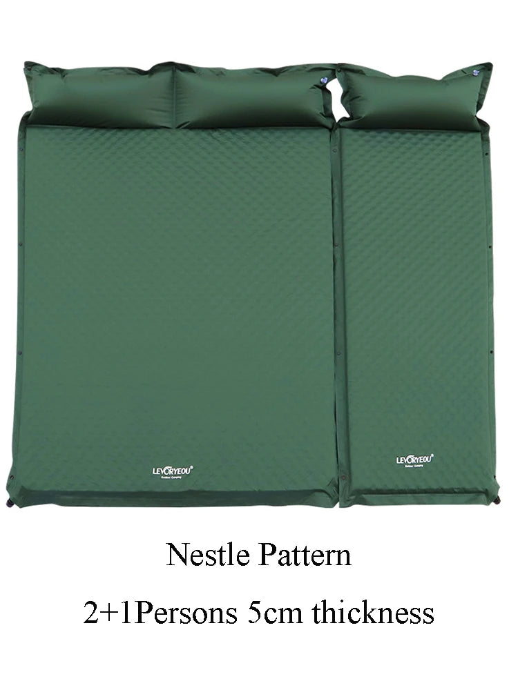 1-3Persons Thick 5cm Automatic Self-Inflatable Mattress Cushion Pad Tent Camping Mat Comfortable Bed Heating Lunch Rest Tourist