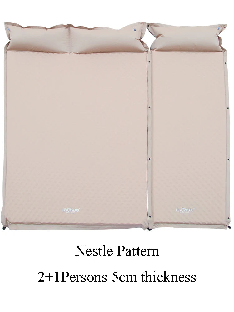 1-3Persons Thick 5cm Automatic Self-Inflatable Mattress Cushion Pad Tent Camping Mat Comfortable Bed Heating Lunch Rest Tourist