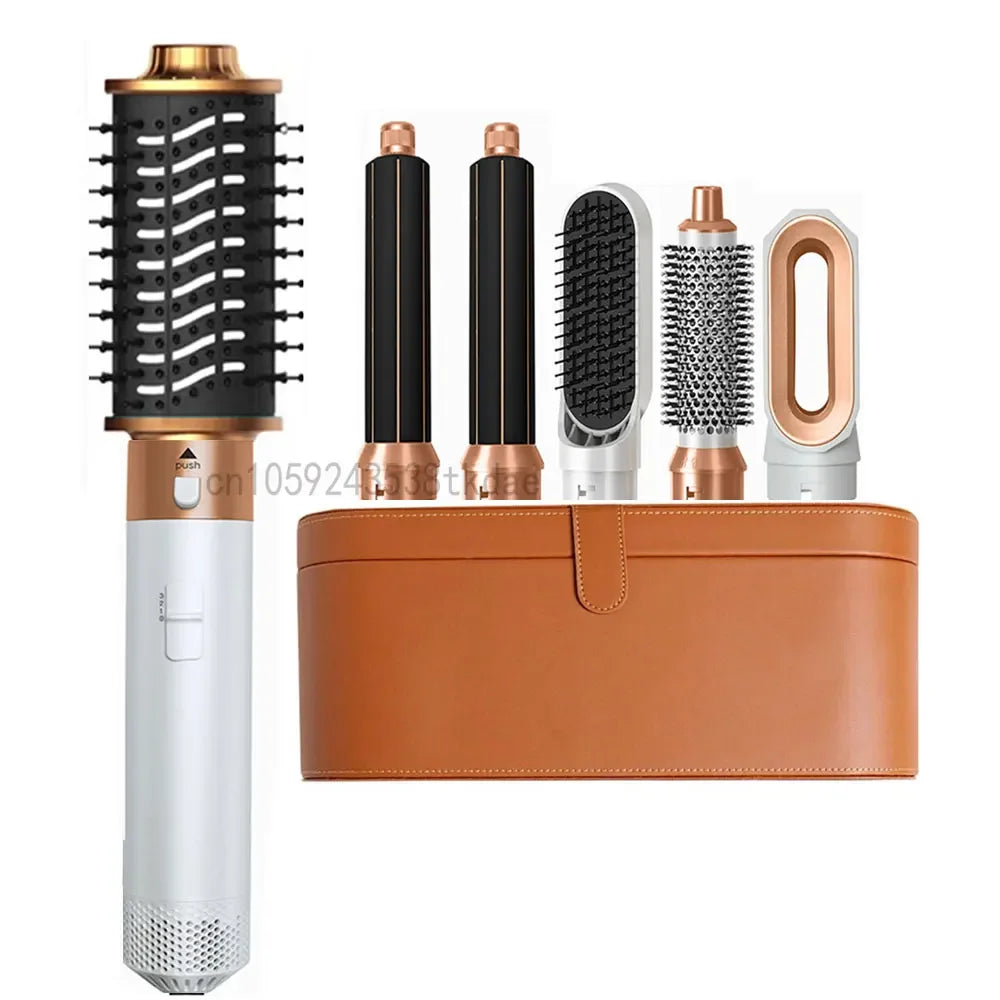 6 in 1 Hair Dryer Brush Hot Comb Set Professional Curling Iron Hair Straightener Styling Tool Negative ions Hair Dryer Household