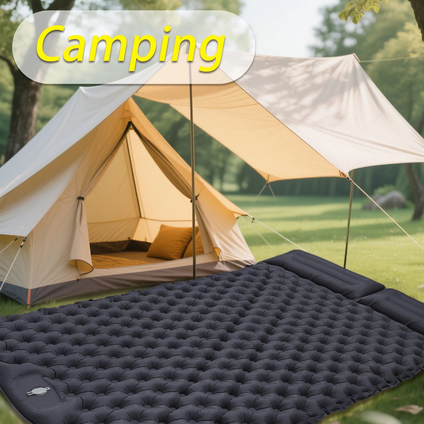 Double Dot Air Mattress for Couples, Inflatable Lounger Pad for Pool/Beach/Camping, Portable Tpu Bed