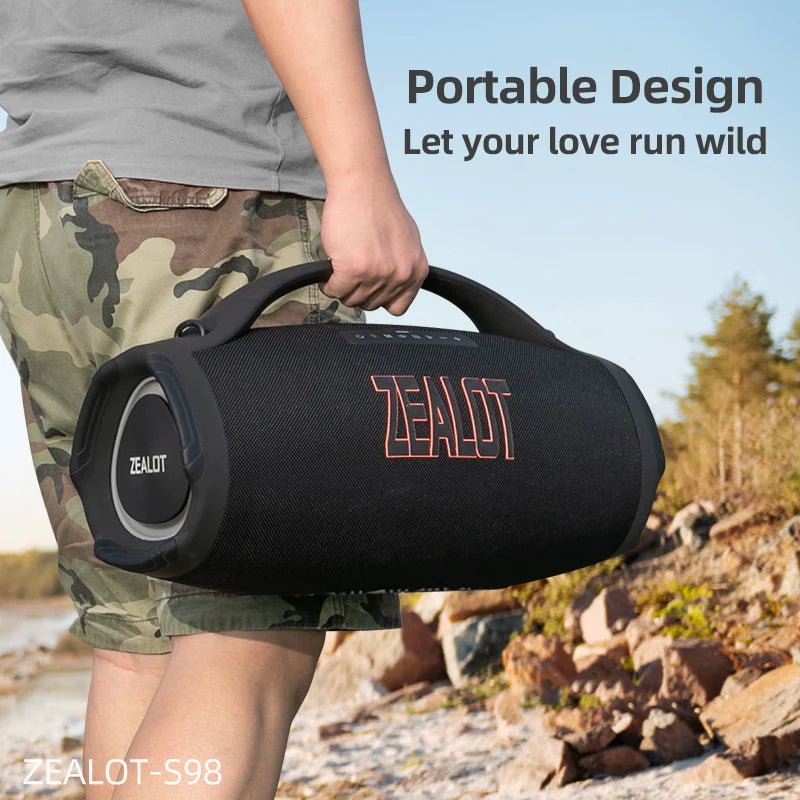 ZEALOT-S98 160W Portable Bluetooth Speaker High Volume Waterproof 36000mAh Wireless TWS Subwoofer Suporrt USB/TF/AUX RGB light