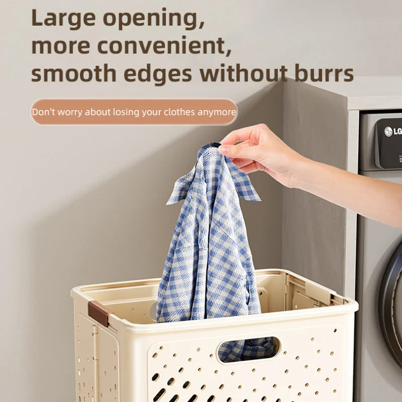 Laundry Basket With Wheels Large Capacity Dirty Clothes Hamper Bathroom Multifunctional Foldable Laundry Basket Organizer