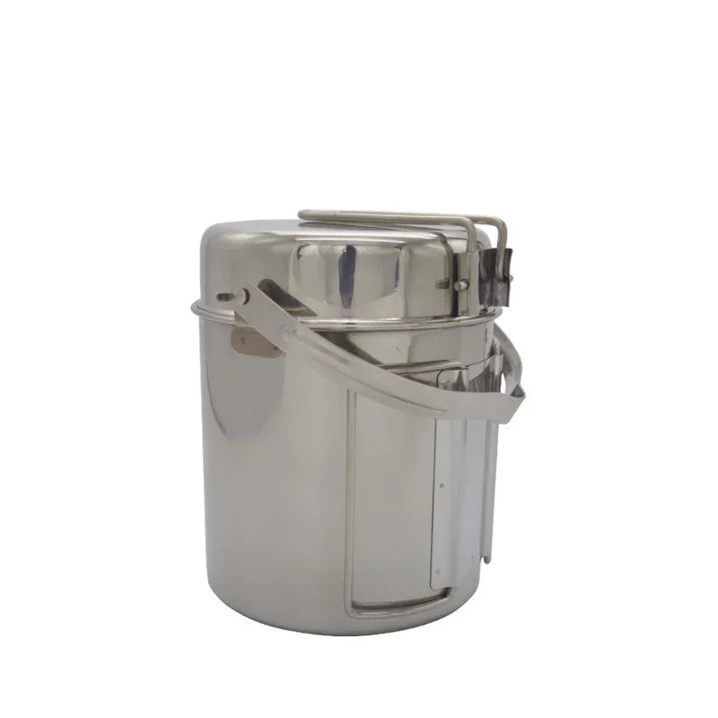 1L Camping Pot Set Stainless Steel Cooking Kettle Portable Camping Pot Set Outdoor Camping Cookware Backpacking Pot Picnic