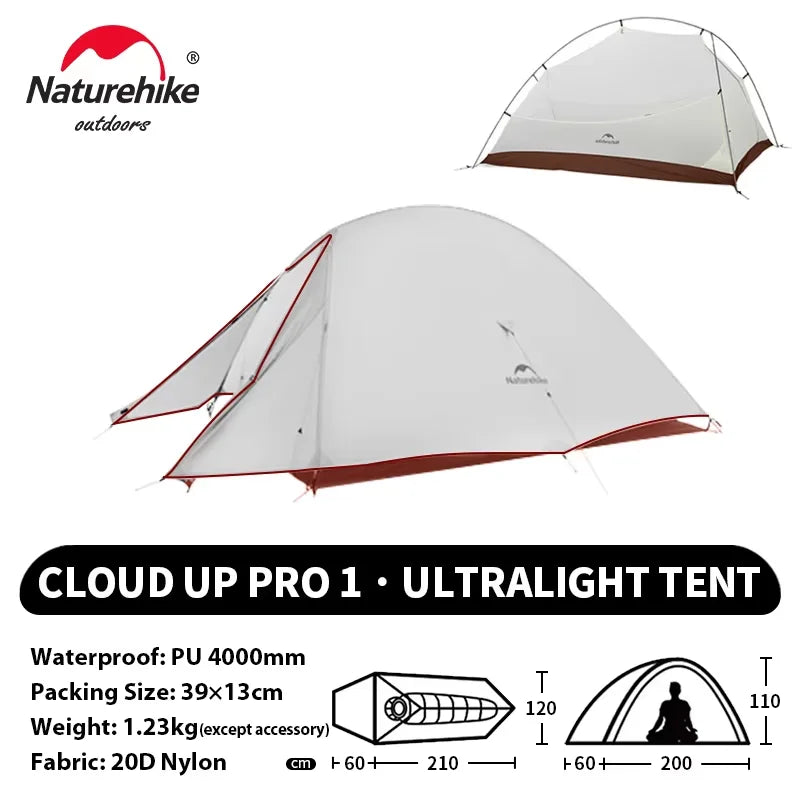 Naturehike Cloud Up 1 Upgraded Tent Ultralight Camping Tent Waterproof Outdoor Hiking Travel Tent Backpacking Cycling Tent