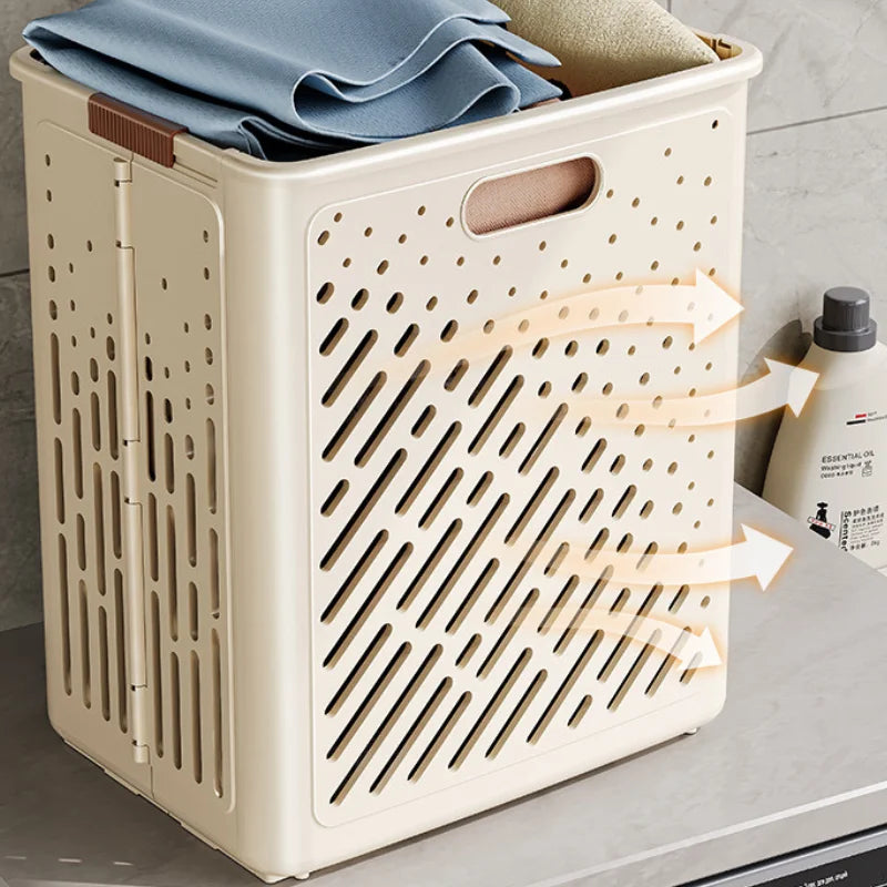 Laundry Basket With Wheels Large Capacity Dirty Clothes Hamper Bathroom Multifunctional Foldable Laundry Basket Organizer