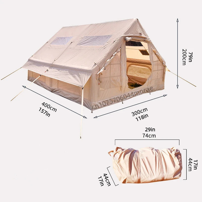 12 Square Meter Inflatable Tent, Portable Folding Hut for Outdoor Camping, Oxford Cloth Rainproof Thickened Overnight Tent