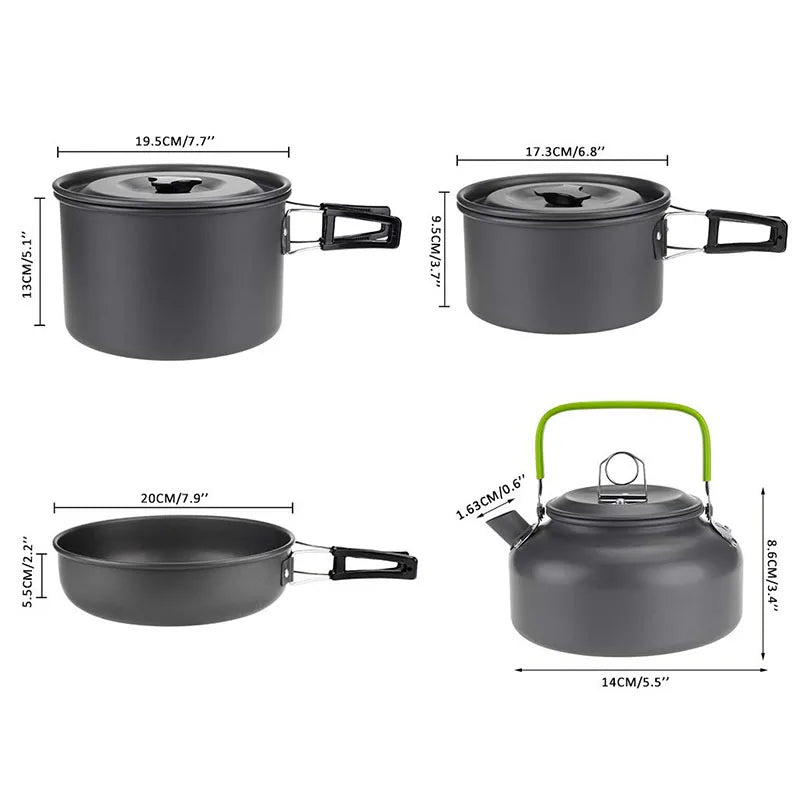 Camping Cookware Set for 1-5Persons Lightweight and Portable Pot and Pan with Carrying Bag Perfect for Outdoor Camping