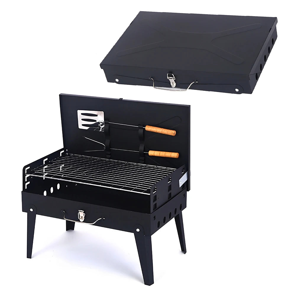 Stainless Steel Portable BBQ Grill Lightweight Folding BBQ Charcoal Grill Multifunction for Outdoor Cooking Camping Picnics