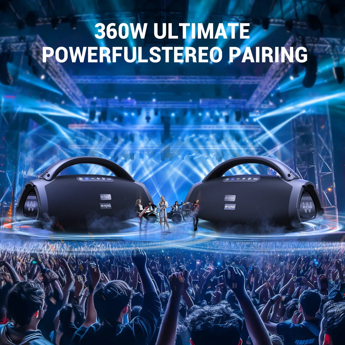 W-KING X20S Portable Bluetooth Speakers, 180W RMS Massive Bass Party Boombox IPX7 Waterproof Speaker Large, Loud Outdoor Speaker