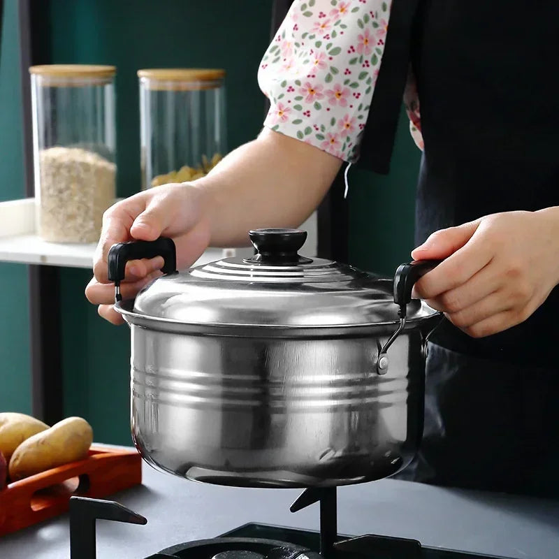 5 piece stainless steel soup pot, non stick and anti magnetic cookware, multifunctional steaming and cooking pot