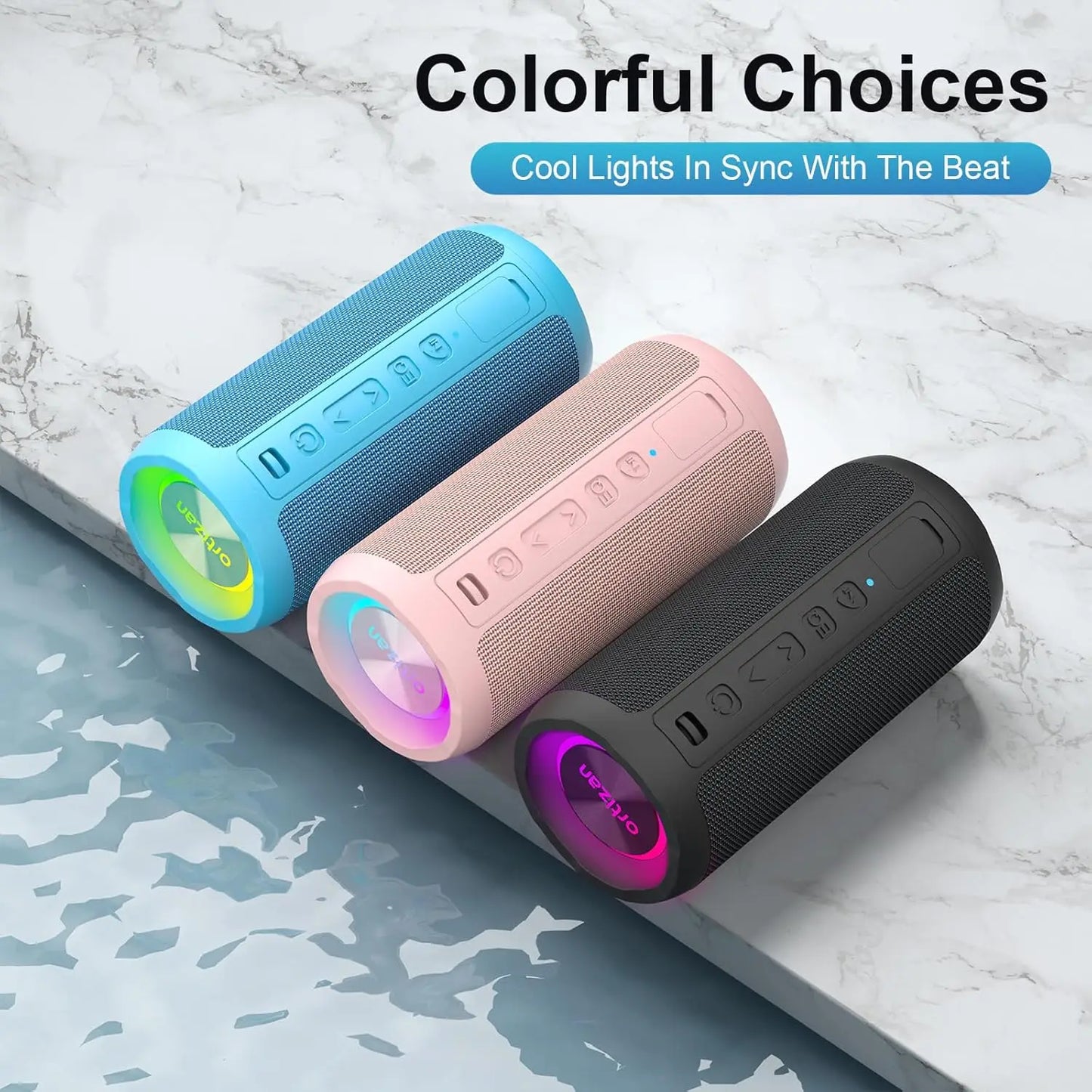 Ortizan X10 Portable Bluetooth Speaker 24W IP7 Waterproof Powerful Sound Box Bass Boost RGB Lights TF Play True Wireless Speaker