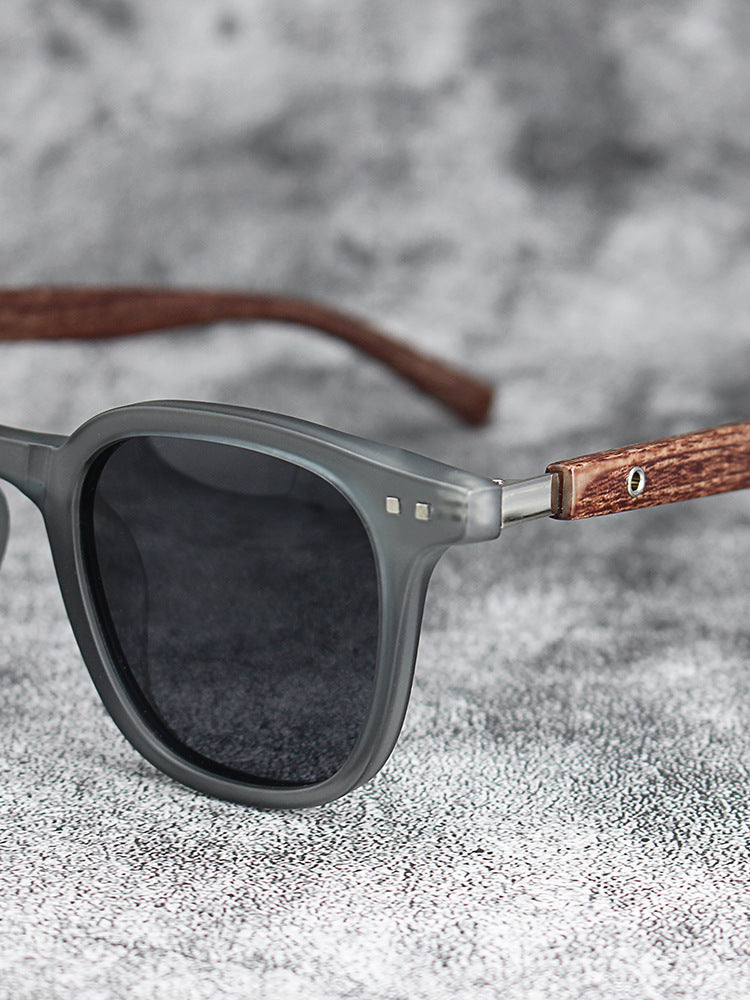 Retro Wood Grain Polarized Myopia Sunglasses UV Protection