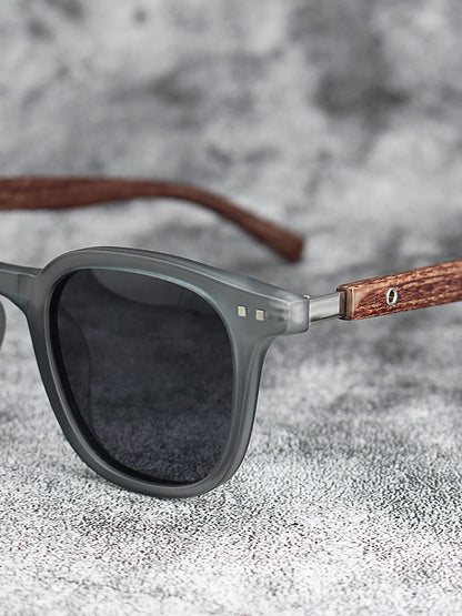 Retro Wood Grain Polarized Myopia Sunglasses UV Protection