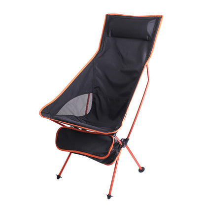 Portable Folding Beach Chair With Extended Backrest Moon Chair Lunch Break Chair Aluminum Recliner