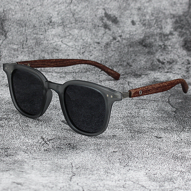 Retro Wood Grain Polarized Myopia Sunglasses UV Protection