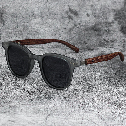 Retro Wood Grain Polarized Myopia Sunglasses UV Protection